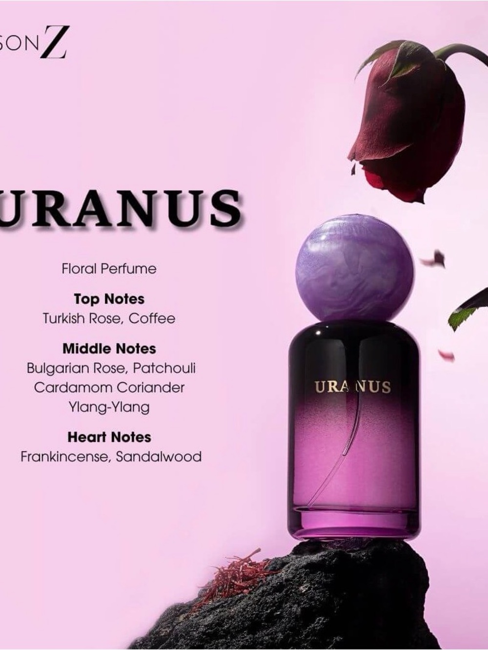 URANUS Floral Perfume Bottle in Purple and Black